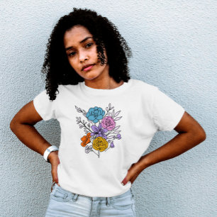 trendy bloemen vrouwelijk elegant schattig t-shirt