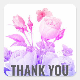Trendy bloemendecor moderne bedankt vierkante sticker