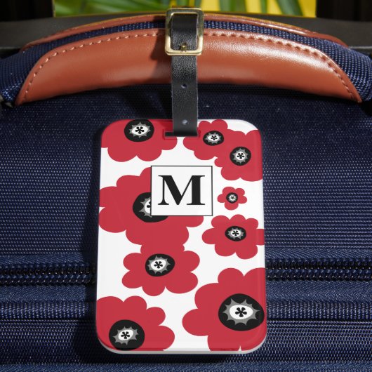 Trendy bloemenmonogram Bagagelabel (Voorkant Insitu 2)