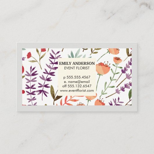 Trendy Bloemmotief Visitekaartje (Achterkant)