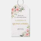 Trendy blozend gouden tiara Quinceañera Cadeaulabel (Voorkant)