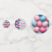 Trendy Blue and Pink Easter Eggs Pattern Paper  Confetti (Achterkanten)