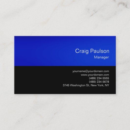 Trendy Blue Black Chic Modern Visitekaartje (Voorkant)