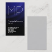 Trendy Blue Black Grey Monogram Visitekaartje (Voorkant / Achterkant)