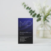 Trendy Blue Black Grey Monogram Visitekaartje (Staand voorkant)