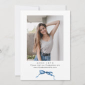 Trendy Blue Bow Coquette FOTO Afstudeerfeest Kaart (Achterkant)