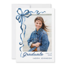 Trendy Blue Bow Ribbon 2 FOTO Afstudeerfeest