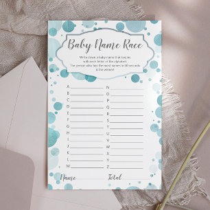 Trendy Blue Boy Shower Game "Baby Name Race"