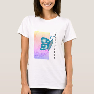 Trendy Blue Butterfly met Pattern Abstract T-shirt