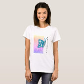 Trendy Blue Butterfly met Pattern Abstract T-shirt (Voorkant volledig)