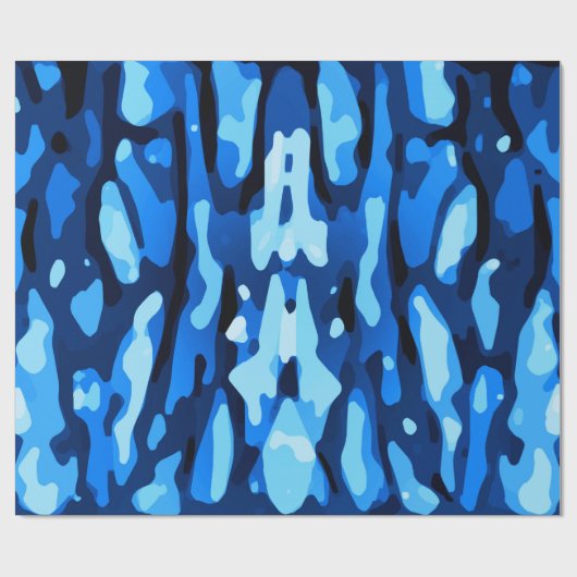 Trendy Blue Camo Abstract Pattern Cadeaupapier (Vlak)