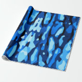 Trendy Blue Camo Abstract Pattern Cadeaupapier (Uitgerold)