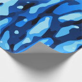 Trendy Blue Camo Abstract Pattern Cadeaupapier (Hoek)
