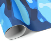 Trendy Blue Camo Abstract Pattern Cadeaupapier (Rol Hoek)