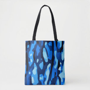 Trendy Blue Camo Abstract Pattern Draagtas