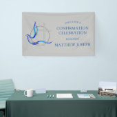 Trendy Blue en Grey Cross Dove Bevestiging Spandoek (Beurs)