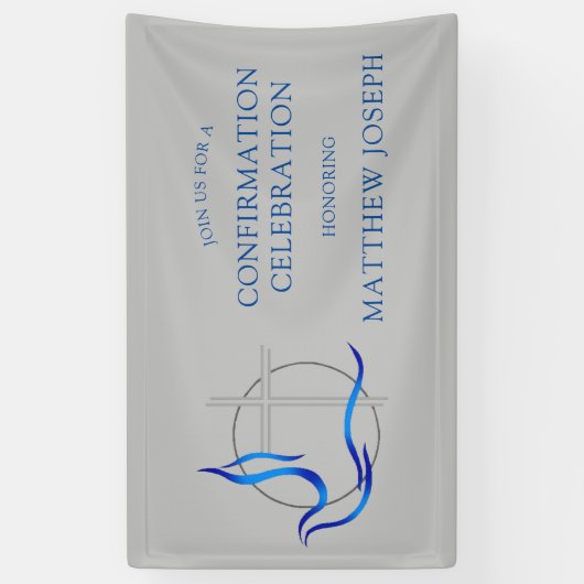 Trendy Blue en Grey Cross Dove Bevestiging Spandoek (Verticaal)