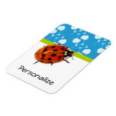 Trendy Blue Floral Ladybug met naam Magneet (Linkerzijde)
