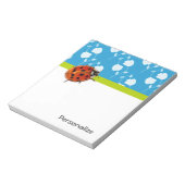 Trendy Blue Floral Ladybug met naam Notitieblok (Gedraaid)