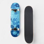 Trendy Blue Flower  Skateboard (Voorkant)
