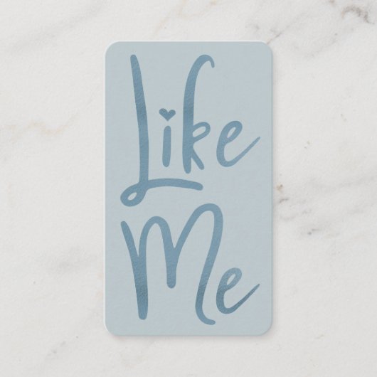 Trendy Blue Folie Brush Script Like Me Social Medi Visitekaartje (Voorkant)