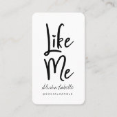 Trendy Blue Folie Brush Script Like Me Social Medi Visitekaartje (Achterkant)