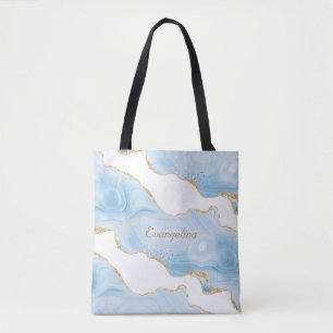 Trendy Blue Gold Agate, op maat gemaakt Draagtas