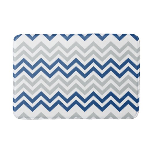 Trendy Blue Gray White Chevron Pattern Badmat (Voorkant)