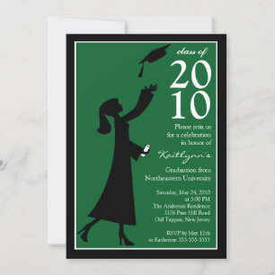 Trendy Blue & Green Afstuderen Invitation Kaart