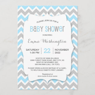 Trendy Blue Grey BOY Baby shower-uitnodiging Kaart