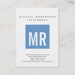 Trendy Blue-Grey Monogram White Visitekaartje
