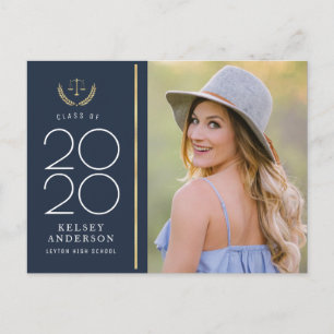 Trendy Blue Law School afstuderen Aankondiging Briefkaart