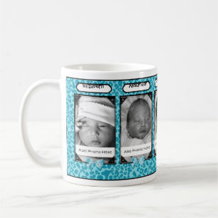Trendy Blue Leopard Baby Foto en naam Koffiemok