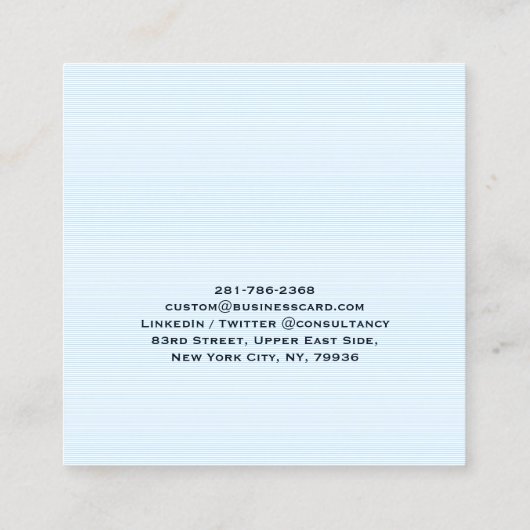 Trendy Blue Lines Modern minimalist Professional Vierkante Visitekaartje (Achterkant)