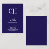 Trendy Blue Monogram Professional Visitekaartje (Voorkant / Achterkant)