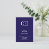 Trendy Blue Monogram Professional Visitekaartje (Staand voorkant)
