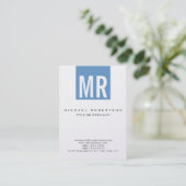 Trendy Blue Monogram Stripe Visitekaartje (Staand voorkant)