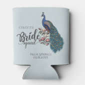 Trendy Blue Peacock Bride Squad Blikjeskoeler (Achterkant)