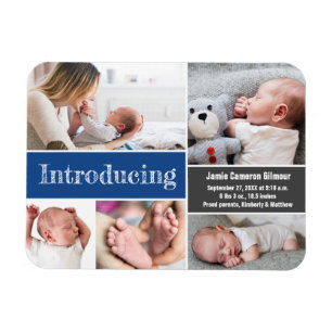Trendy Blue Photos Introduction Baby boy Magneet