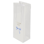 Trendy Blue Ribbon Bow Wedding Bedankt Wijn Cadeautas (Voorkant Gekanteld)