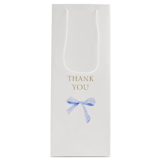 Trendy Blue Ribbon Bow Wedding Bedankt Wijn Cadeautas (Voorkant)