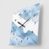 Trendy Blue Silver Agate Vierkante Klok (Hoek)