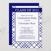 Trendy Blue Stripes Afstuderen Invitation Kaart (Voorkant / Achterkant)