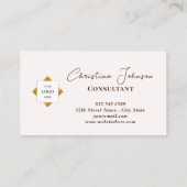 Trendy Blue Stripes Gold Logo Visitekaartje (Achterkant)