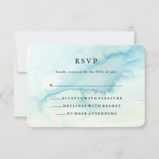 Trendy Blue Waterverf Kijk naar Mitzvah RSVP (Voorkant)