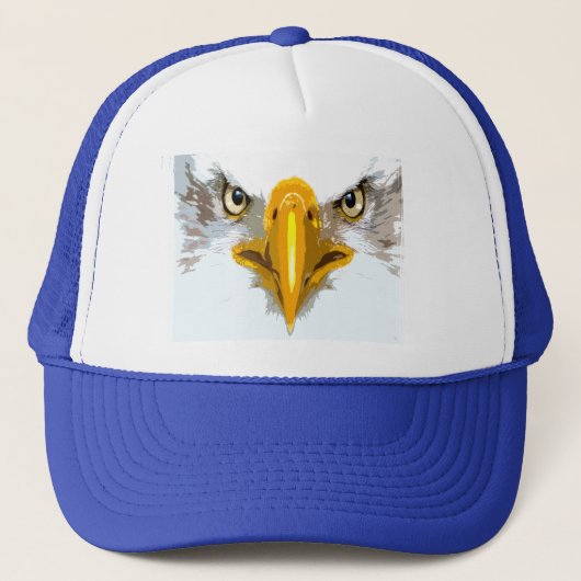 Trendy Blue White Eagle Head Pop Art Modern Trucker Pet (Voorkant)