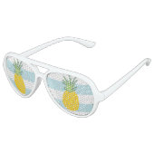 Trendy Blue White Stripes Pineapple Pattern Aviator Zonnebril (Gekanteld)