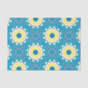 Trendy Blue & Yellow Ornamental Geometric Pattern Tissuepapier