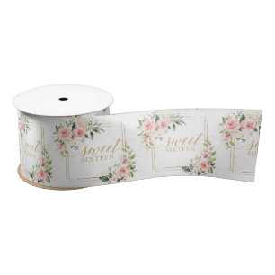 Trendy blush bloemengoud schittert zoet zestien lint