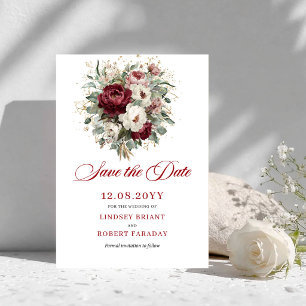 Trendy Blush Burgundy Groenery Save The Date